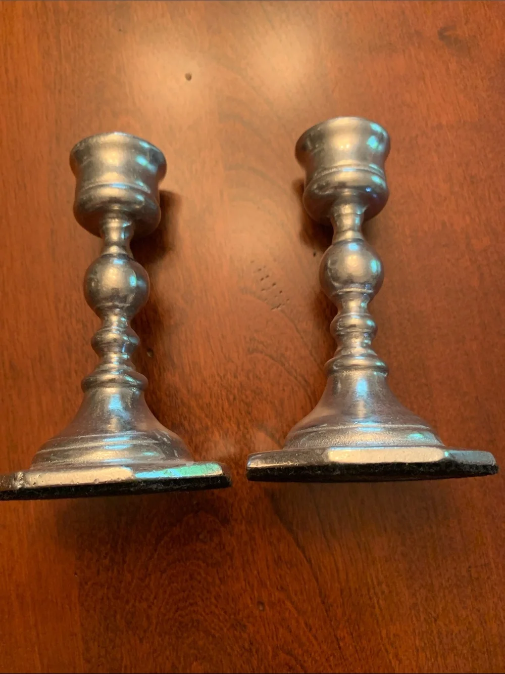 Classic Pewter Silver-Tone Pair of Candlesticks - Home Accents